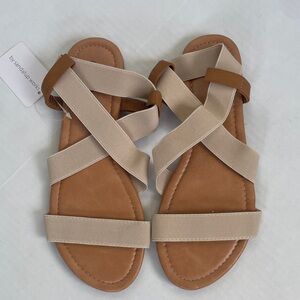 Sandalup Women's Sandals in Cream and Tan 6.5